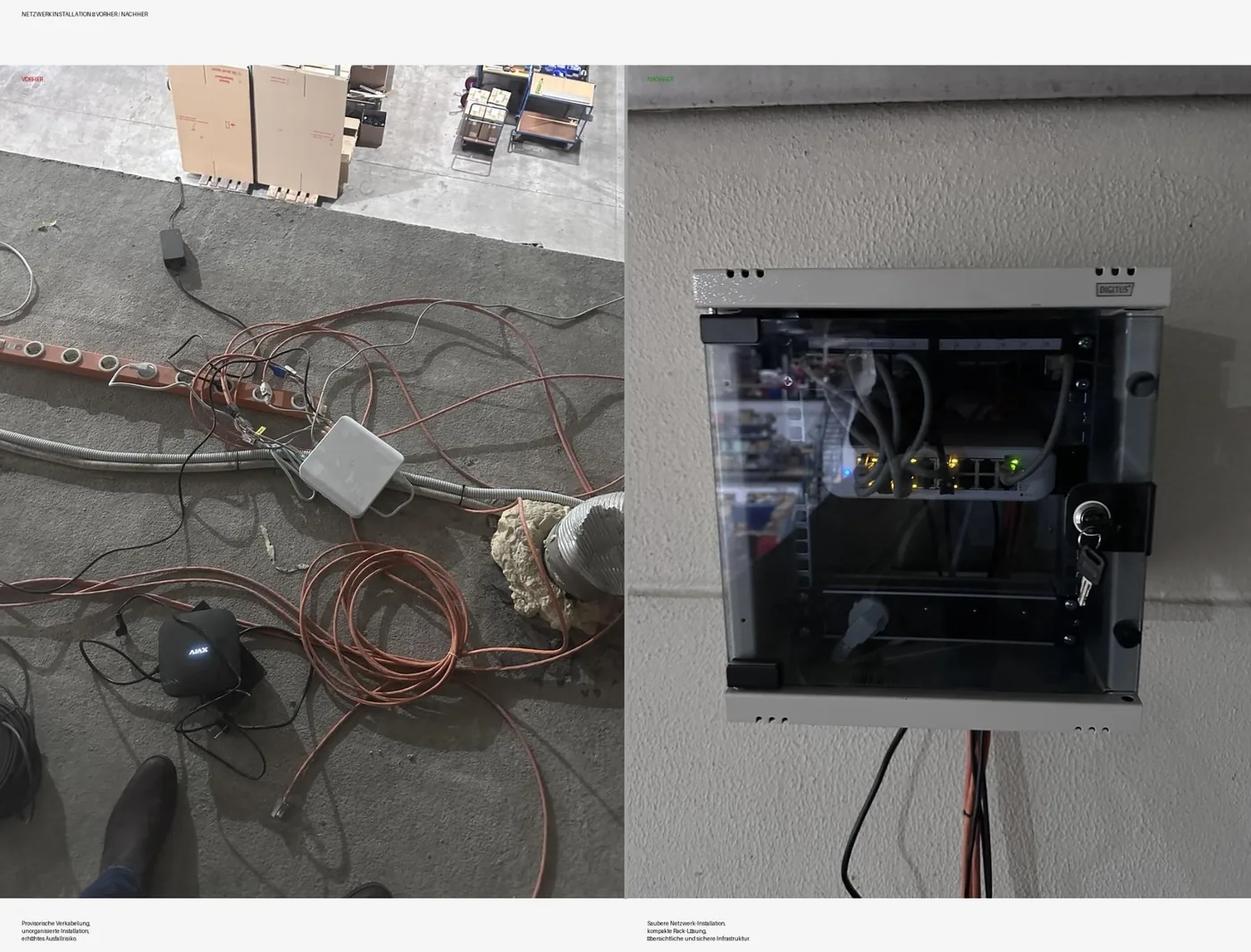 Netzwerk Installation vorher nachher Vergleich